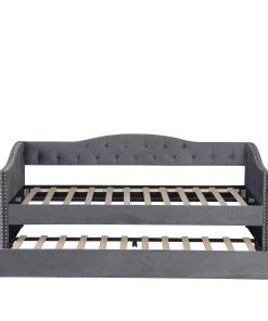 Twin Size Upholstered Daybed with Trundle and USB Charging