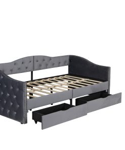 Twin Upholstered Daybed With Storage Drawers