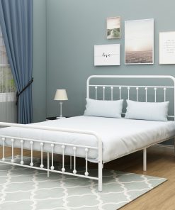 Victorian Style Metal Platform Bed Frame, Queen Size