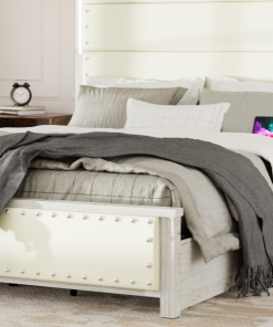 Queen Size Bed Frame with Upholstered Headboard and 4 Storage Drawers