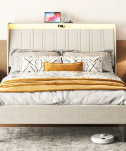 Upholstered Full Size Platform Bed Frame
