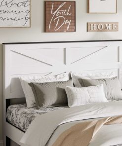 Wood Platform Bed Frame with Headboard, KIng