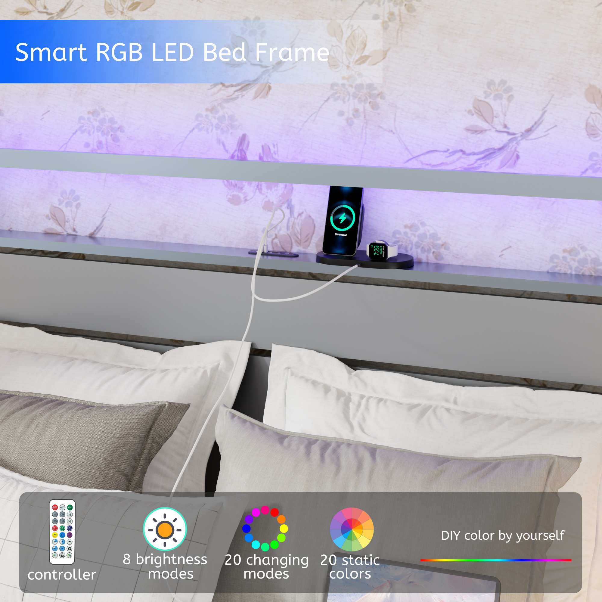 Metal Queen Size Bed Frame With Headboard