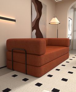 Convertible Sleeper Sofa Bed with Cylindrical Pillow