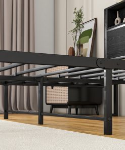 Full Size Bed Frame with Storage Headboard