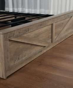 King Size Farmhouse Bed With LED Lights And Charging Station