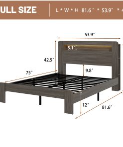 Full Size Bed Frame with Large Under Bed Storage