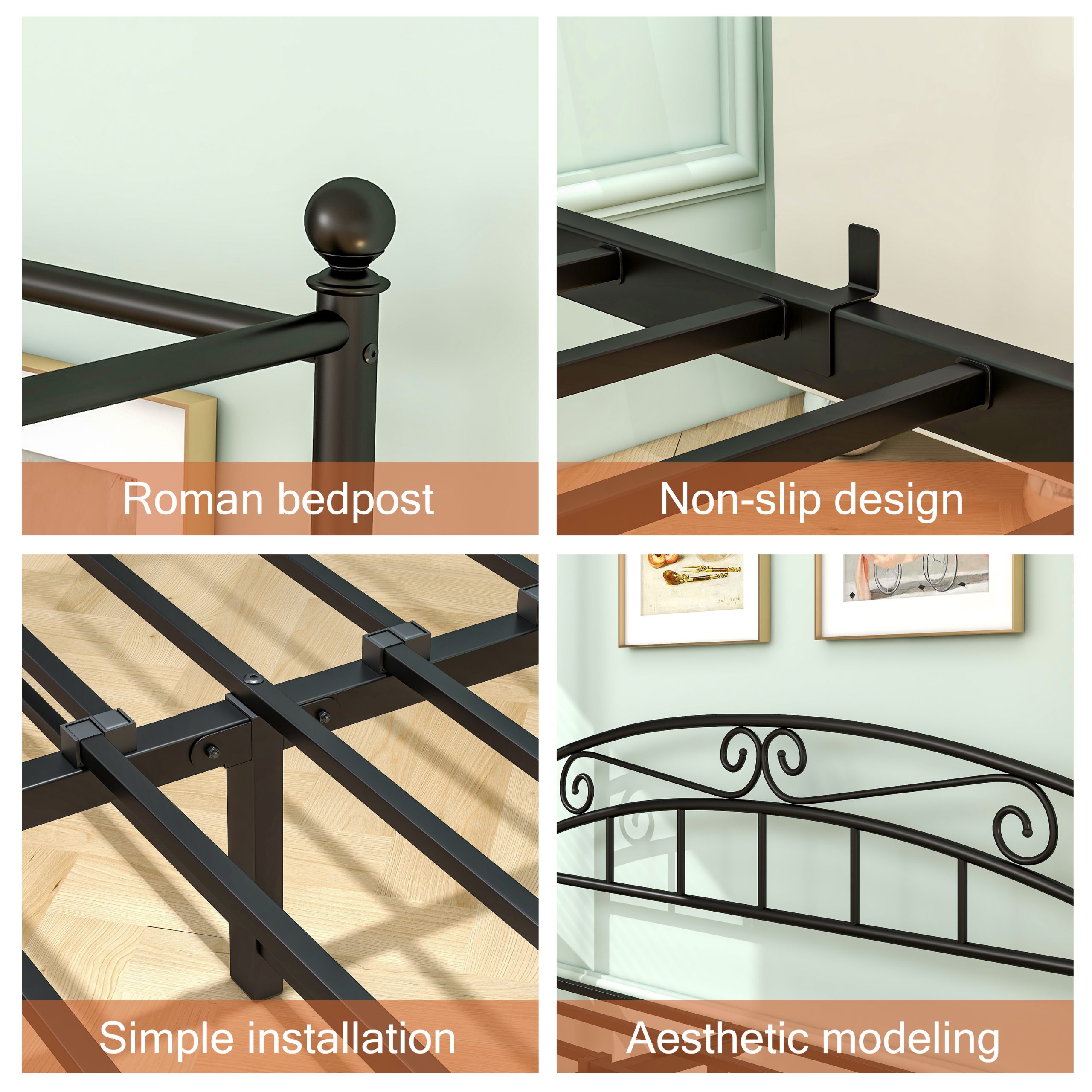 Queen Size Metal Canopy Bed Frame