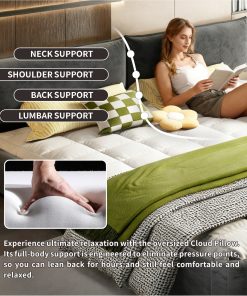 King Size Cloud Bed Frame with Oversized Padded Movable Headboard