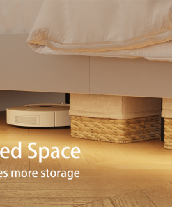 Queen Floating Bed Frame with LED Light and Charging Station