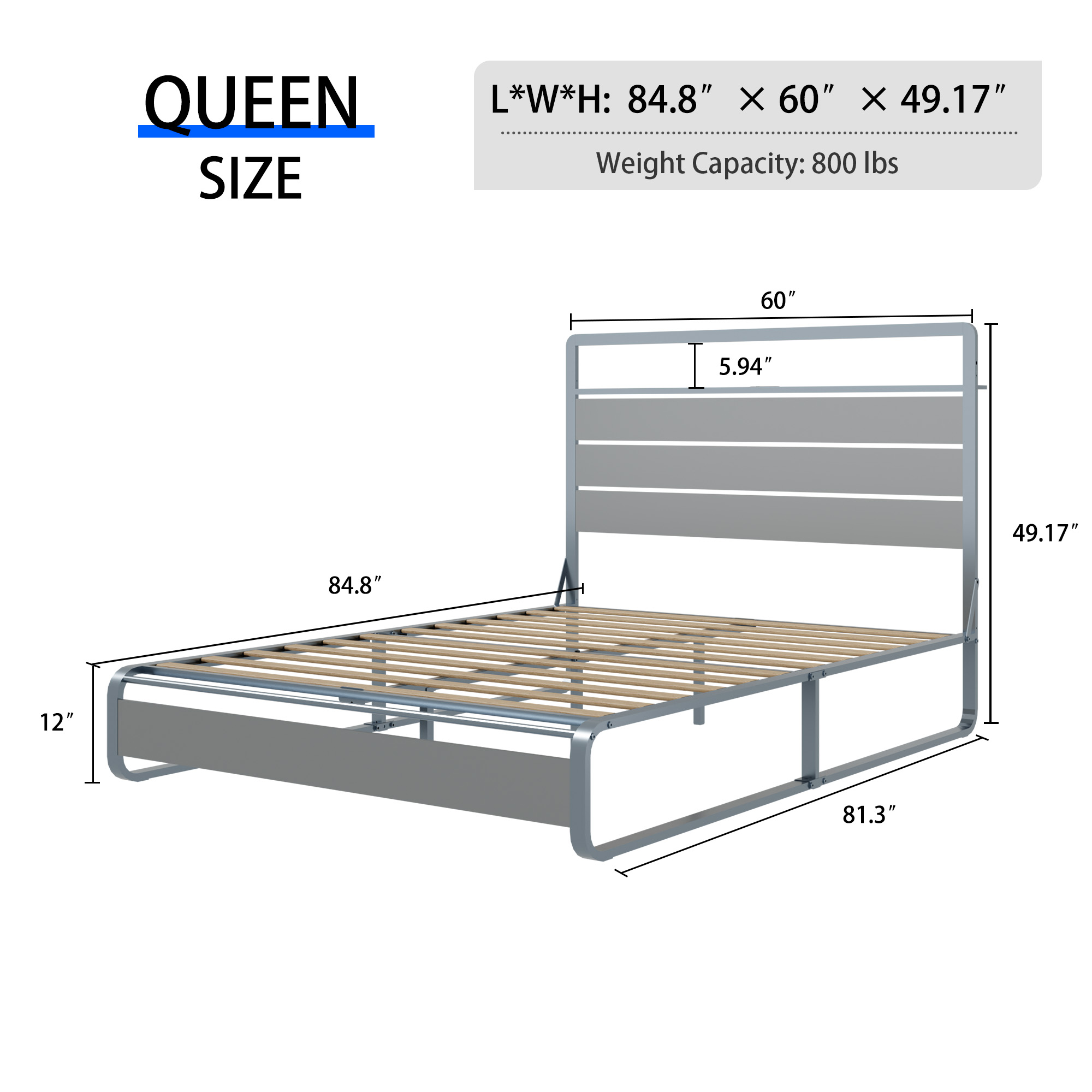 Metal Queen Size Bed Frame With Headboard