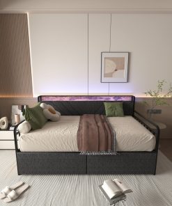 Sturdy Metal Twin Daybed With Drawers