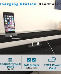 Full Size Bed Frame with 8 Storage Drawers, LED Headboard