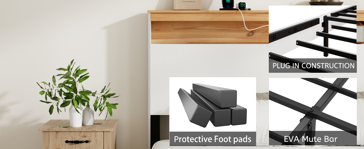 King Bedstead With Charging Station All Wood Bed Frame