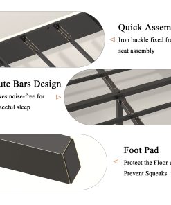 Metal Queen Size Platform Bed With Charging Station