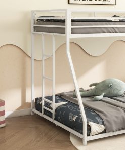 White Twin Over Full Bunk Bed For Kids And Adult