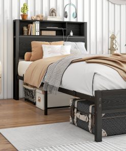 Twin Size Bed Frame With Storage Headboard