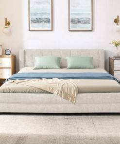 Queen Size Upholstered Bed Frame With Thick Fabric
