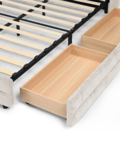 Queen Size Upholstered Bed Frame With Thick Fabric