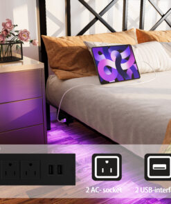 Queen Size Floating Bed Frame with Headboard and Storage