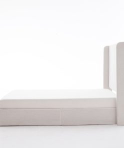 Caron Upholstered Wingback Bed with Adjustable Base Bundle Set, Queen Size