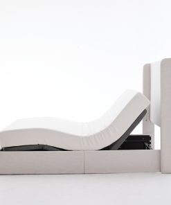 Caron Upholstered Wingback Bed with Adjustable Base Bundle Set, Queen Size