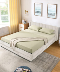Queen Size Upholstered Bed Frame With Thick Fabric