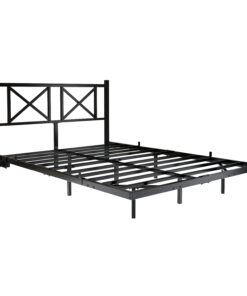 Full Size Floating Bed Frame with Headboard and Storage