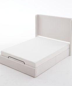 Caron Upholstered Wingback Bed with Adjustable Base Bundle Set, Queen Size