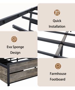 Queen Bed Frame with Storage Headboard and 12 Drawers LED Lights