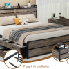 Queen Bed Frame with Storage Headboard and 12 Drawers