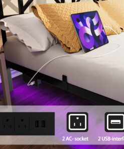 Full Size Floating Bed Frame with Headboard and Storage