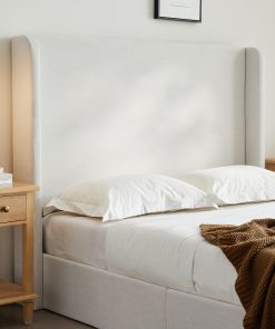 Caron Upholstered Wingback Bed with Adjustable Base Bundle Set, Queen Size