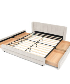 Queen Size Upholstered Bed Frame With Thick Fabric