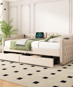 Upholstered Daybed With Storage Drawers