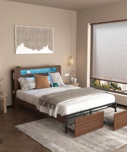 Queen Size Farmhouse Platform Bed Frame