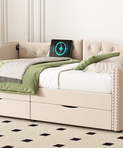 Upholstered Daybed With Storage Drawers