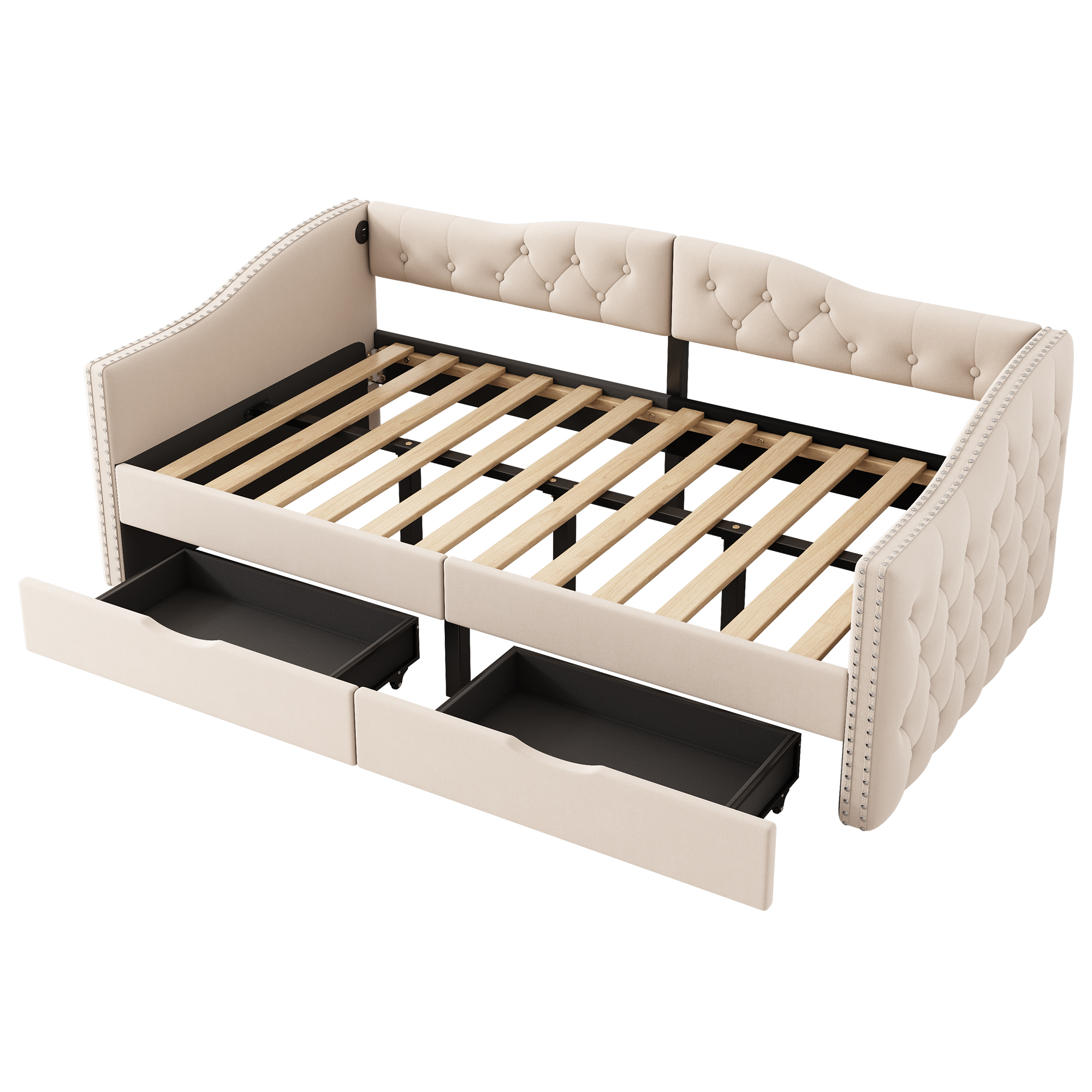Upholstered Daybed With Storage Drawers