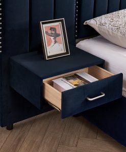 King Size Upholstered Bed Frame with Velvet Fabric