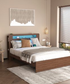Queen Size Farmhouse Platform Bed Frame