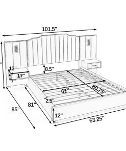 Queen Size Upholstered Bed Frame With Velvet Fabric