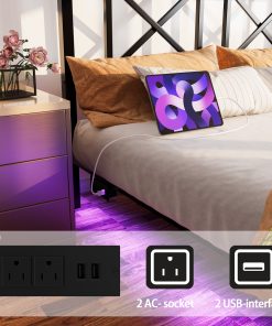 Queen Size Floating Bed Frame with Headboard and Storage