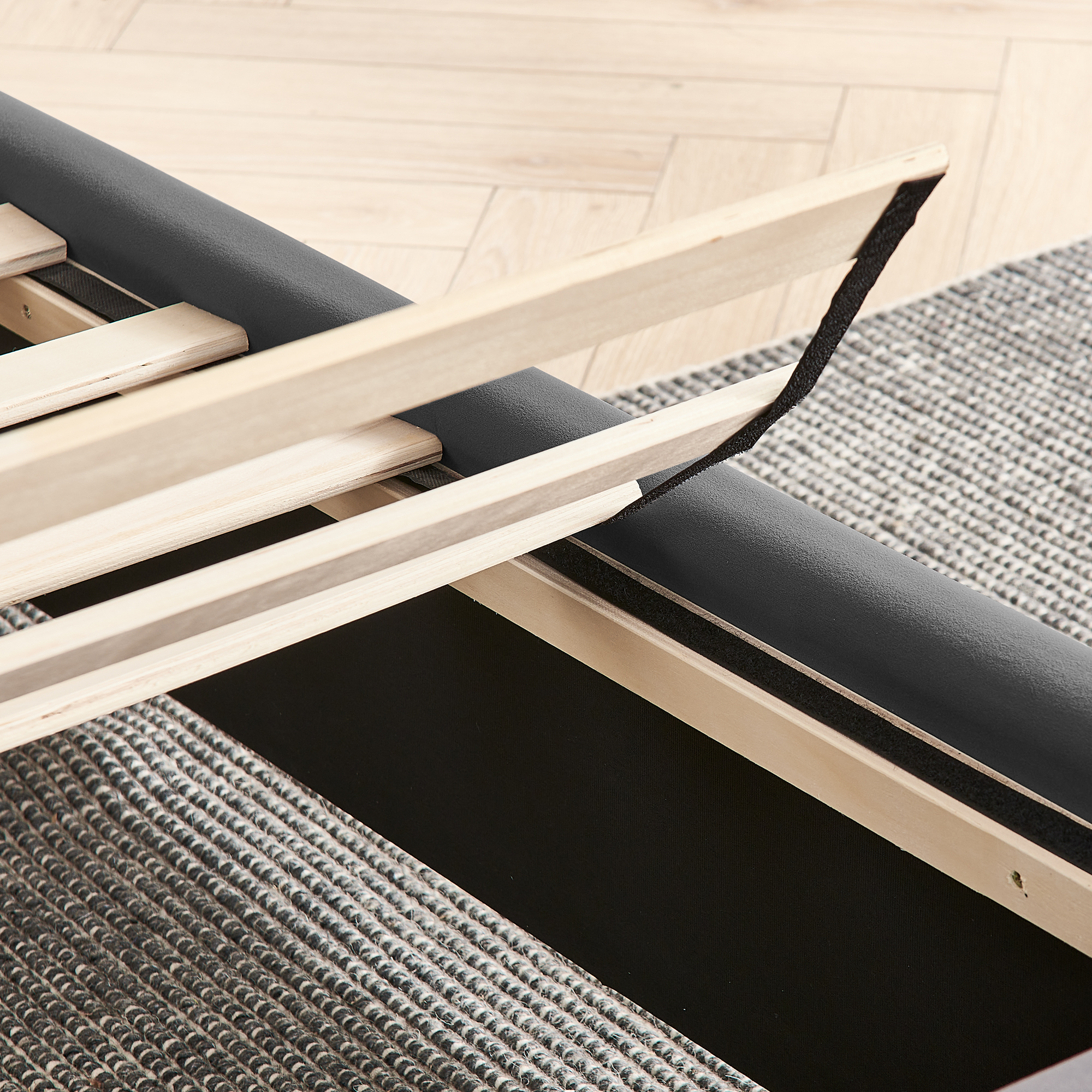 Queen Size Upholstered Bed Frame With Velvet Fabric