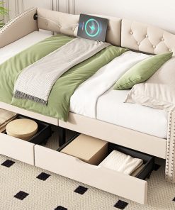 Upholstered Daybed With Storage Drawers