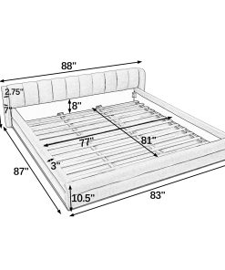 King Size Upholstered Bed Frame with Thick Fabric