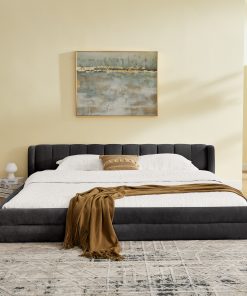 King Size Upholstered Bed Frame with Thick Fabric