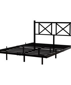 Queen Size Floating Bed Frame with Headboard and Storage