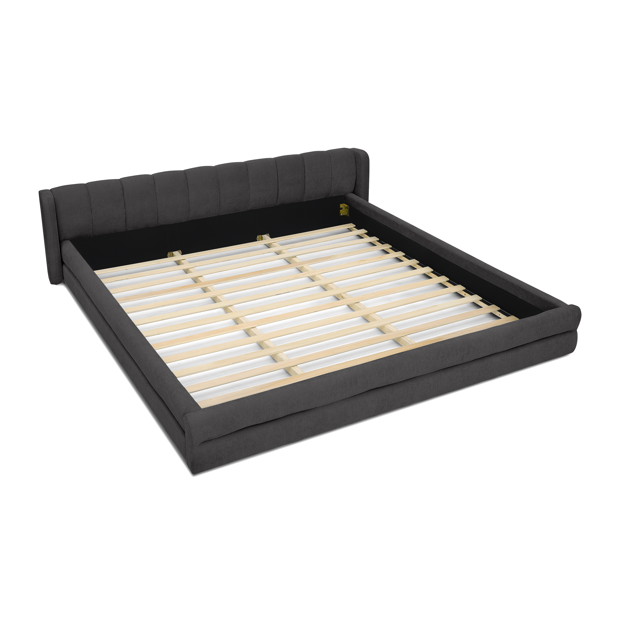 King Size Upholstered Bed Frame with Thick Fabric