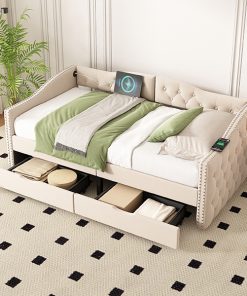 Upholstered Daybed With Storage Drawers