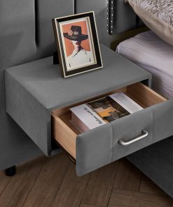 Queen Size Upholstered Bed Frame With Velvet Fabric